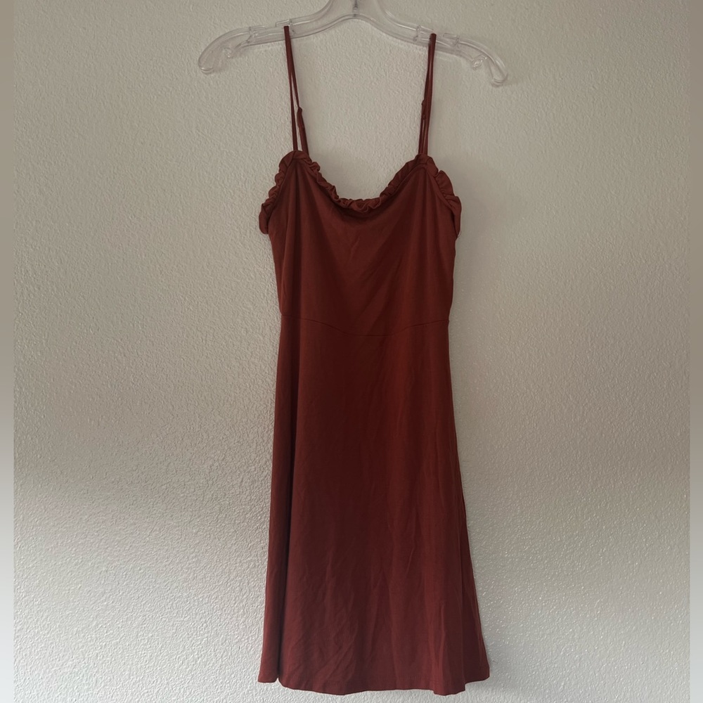 Volcom Ruffle Trim Burnt Orange Dress